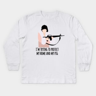 im trying to protect my home and my pig Kids Long Sleeve T-Shirt